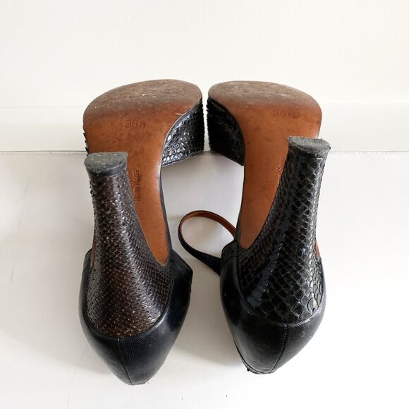Vintage Brown Snakeskin Mary Jane Heels Ankle Strap 6.5 - Picture 6 of 8